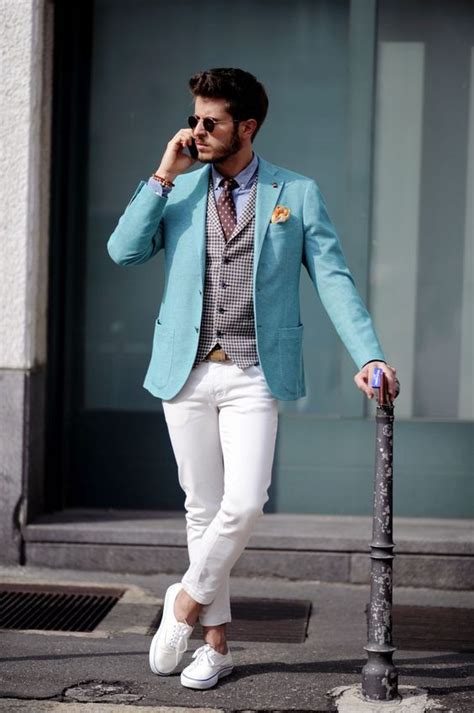 Light Blue Suit Jackets And Tuxedo Blazer Outfit Trends With White