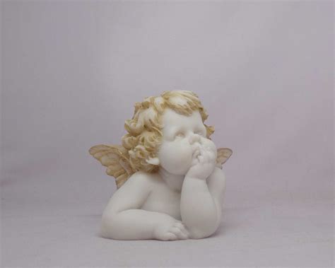 Little Angel Thinking Statue Made Of Alabaster Estatueshop