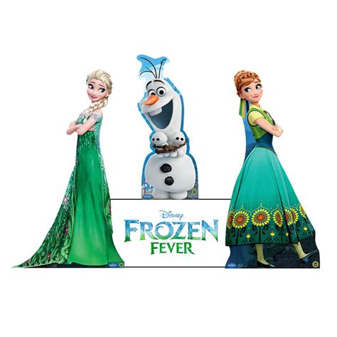 Disneys Frozen Fever Set Anna Elsa Olaf Standee Standup Cardboard