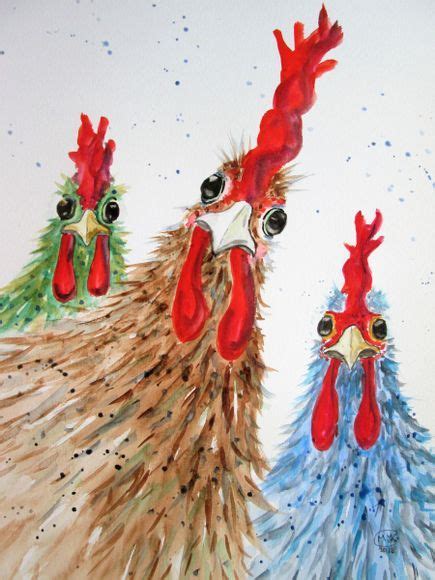 Hen Party Chickens Roosters 7 Bird Art Rooster Art Chicken Painting