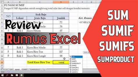 Cara Menggunakan Fungsi Sumif Sum Sumifs Sumproduct Di Excel YouTube