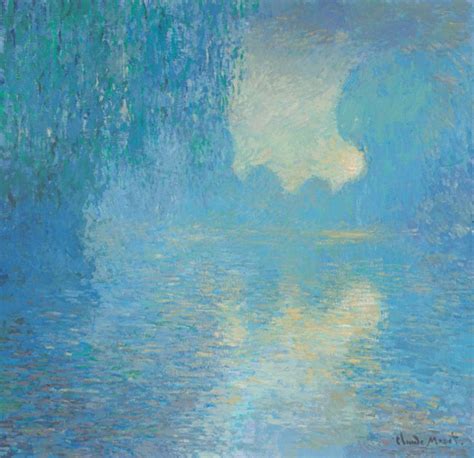 Morning On The Seine Pale Blue Effect In The Style Of Claude Monet