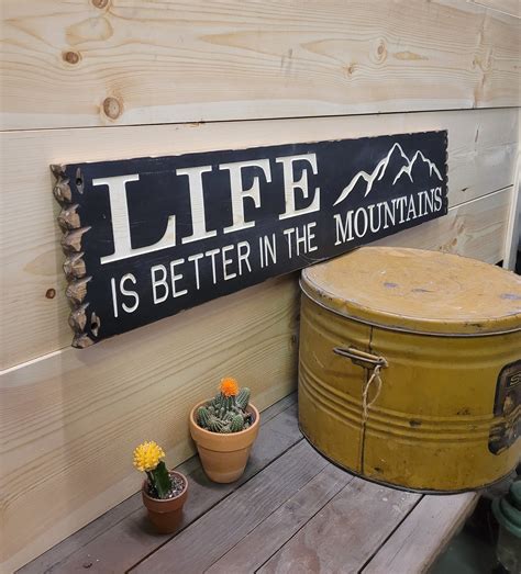 Life Is Better In The Mountainscarved Rustic Wood Signskiingsnow