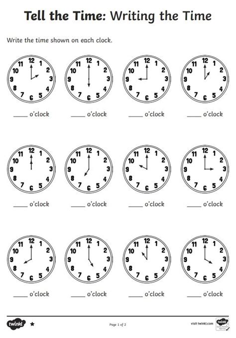Kindergarten Telling Time Worksheets