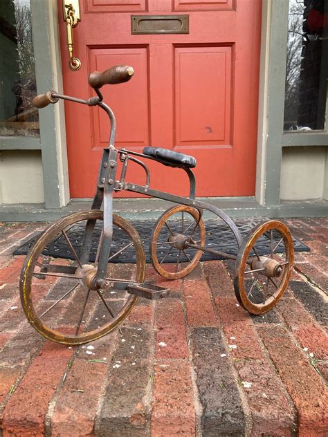 Antique Wood And Iron Tricycle Etsy