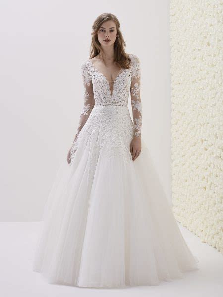 It was really fun to dance in too, a lot of movement in it. Deep V-neck Long Sleeve Lace A-line Wedding Dress ...