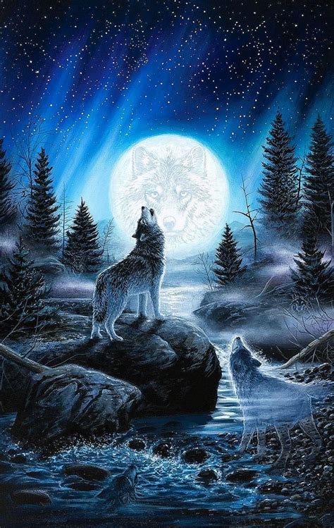 Moon Purple Wolf Wallpaper