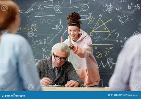 Making Fun Of Teacher Stock Image Image Of Study Audience 114428299