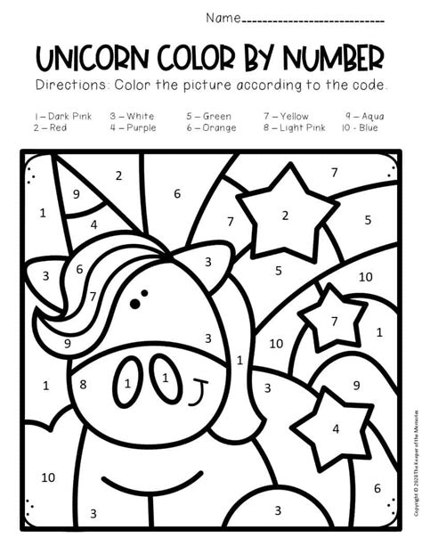 Unicorn Color By Number Free Printable