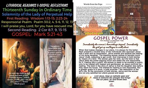 Liturgical Readings Gospel Reflections Of The Thirteenth Sunday In