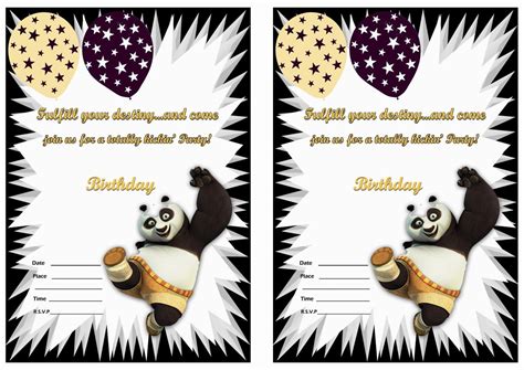 Kung Fu Panda Birthday Invitations Panda Birthday Invitations Panda