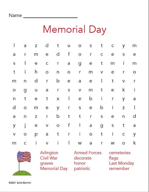 Free Memorial Day Word Search A Quiet Simple Life With Sallie Borrink