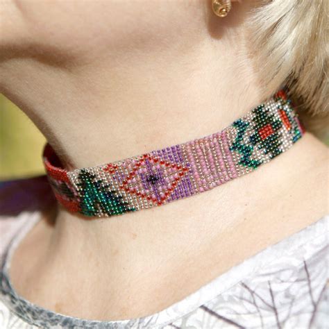 Native American Beaded Choker Necklace Gift For Women Etsy