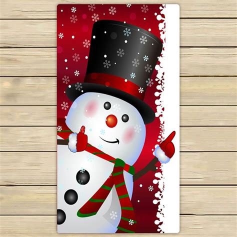Phfzk Festival Towel Winter Holiday Merry Christmas Snowman Hand Towel
