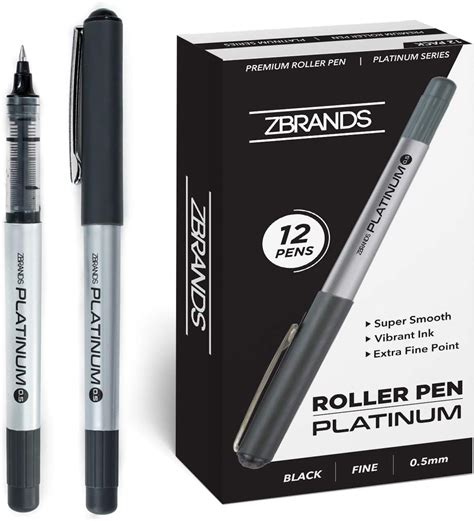 Zbrands Liquid Ink Roller Pens Micro Point 05mm Platinum
