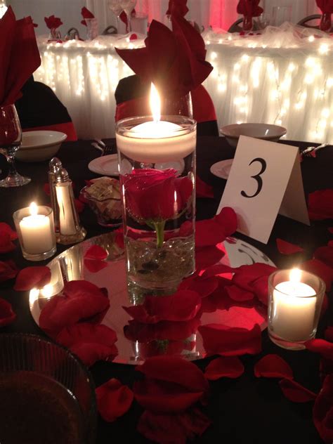 Lukas Wedding Red Rose Centerpiece With Floating Candle