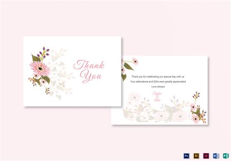 Floral Wedding Thank You Card Design Template In Illustrator Indesign