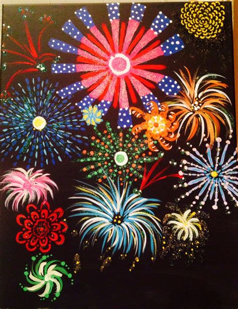 Fireworks Acrylic Fireworks Art Firework Painting Cool Art Projects