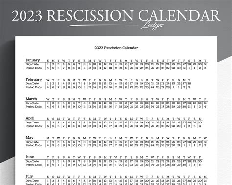 2023 Rescission Calendar For Loan Signing Agents And Notaries Etsy