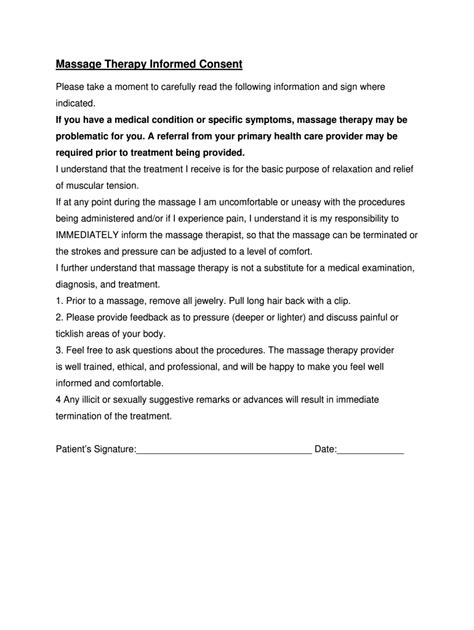 Massage Consent Form Fill Out And Sign Online Dochub