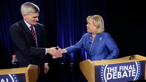 Sen Mary Landrieu D La And Rep Bill Cassidy R La Greet Each Other Before The Start Of