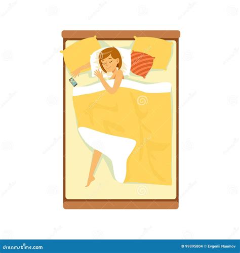 Mulher Bonita Que Dorme Em Sua Cama Ilustração De Relaxamento Do Vetor Da Pessoa Ilustração Do