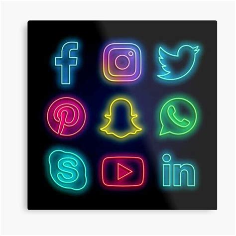 Social Media Neon Print Metal Print By Shaggydawgg Neon Signs