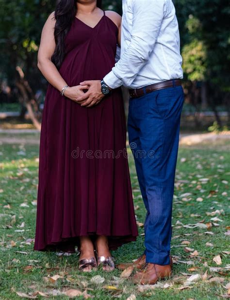 Indian Pregnant Lady With Husband Stock Image Image Of Female Belly 203394673