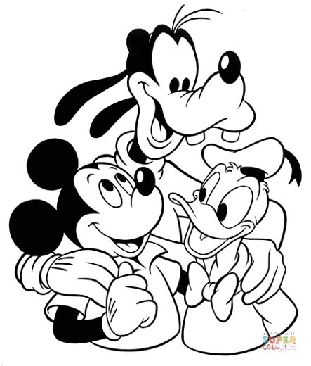 Mickey mouse coloring pages are super fun for your preschoolers, toddlers and kids to color. Mickey, Goofy and Donald coloring page | Free Printable ...