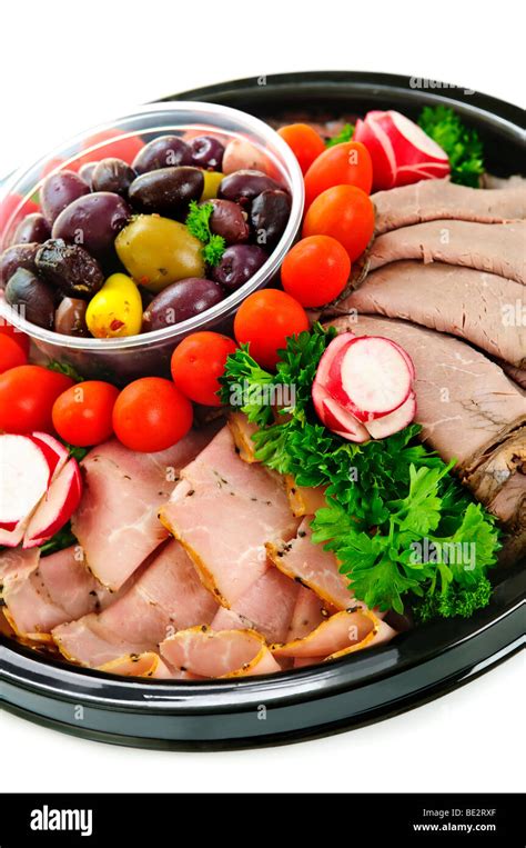 Isolated Platter Of Assorted Cold Cut Meat Slices Stock Photo Alamy