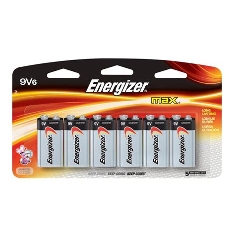 Energizer Max Alkaline 9 Volt Battery 6 Pack 522sbp6h The Home Depot