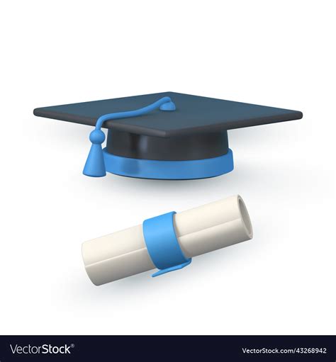 Cute Cartoon Graduation Cap And Diploma Education Vector Image