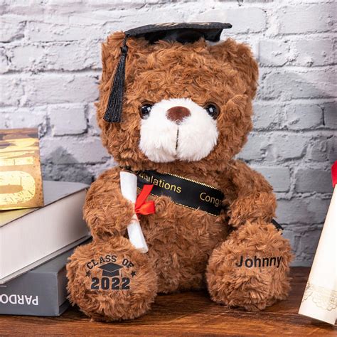 Custom Name Graduation Teddy Bear Graduation Bear With School Badge