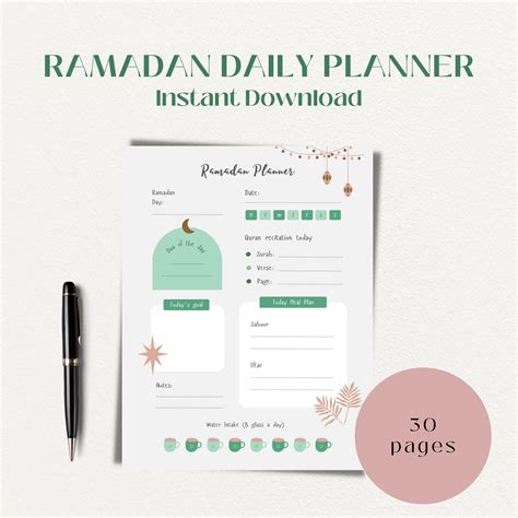 Ramadan Planner Ramadan Journal Ramadhan Daily Planner Printable Instant Download