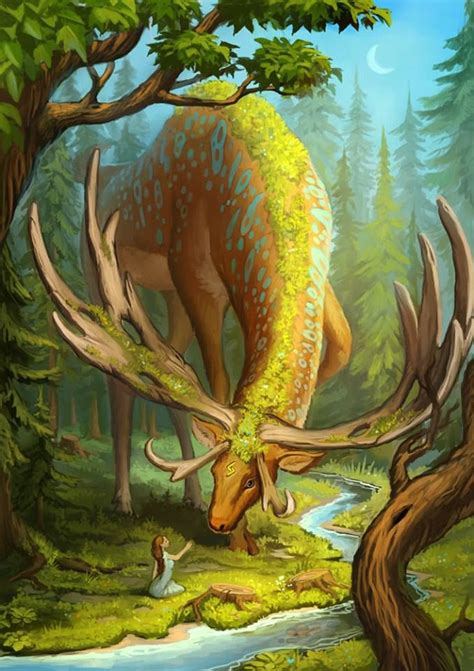 Deer God By Alexandra Semushina Mythical Creatures Art Fantasy