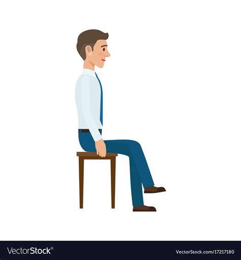 Man Sitting On Chair In Suit Side View Isolated Vector Image