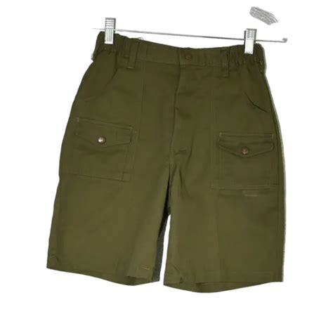 Bsa Vintage Boy Scout Green Uniform Official Shorts Elastic Waist
