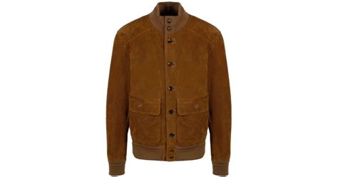 Gucci Single Breasted Leather Bomber Jacket In Brown For Men Lyst
