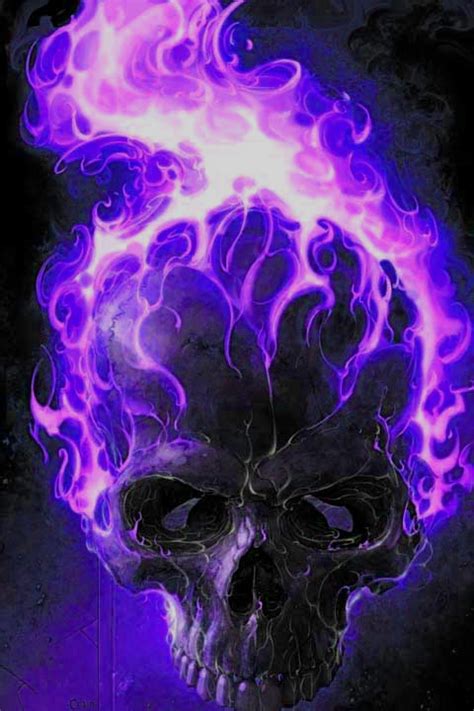 Free Download Purple Flamed Skull By Gchj555 On 480x720 For Your