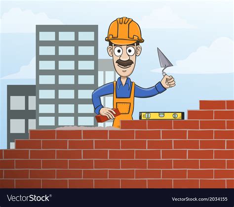 Mason Building Red Brick Wall Royalty Free Vector Image