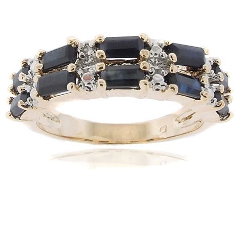 Shop Dolce Giavonna 18k Gold Overlay Sapphire And Diamond Accent 2 Row