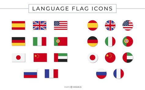Coleção De ícones De Bandeiras De Idiomas Baixar Vector