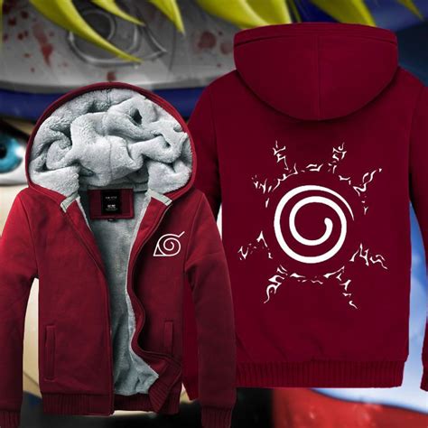 Winter Anime Naruto Uzumaki Clothing Hooded Thicken Sweatshirt Hoodie M