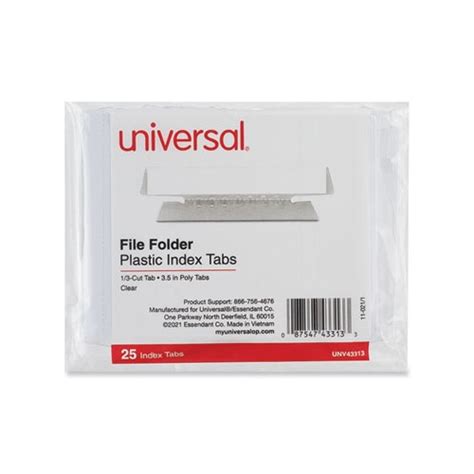Universal Hanging File Folder Plastic Index Tabs Unv43313