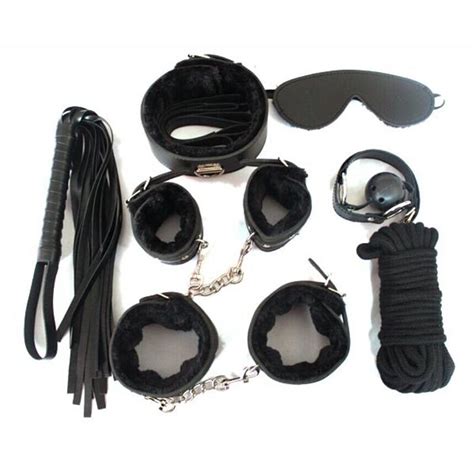 adult game 7 pcs set handcuffs gag clamps whip collar erotic toy leather fetish sex bondage