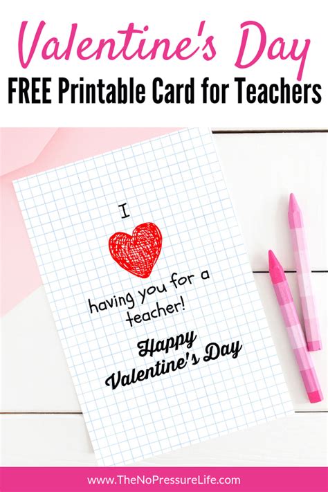 This diy card is very simple and easy that kids can make it. Free Printable Teacher Valentine's Day Card That Goes With ...
