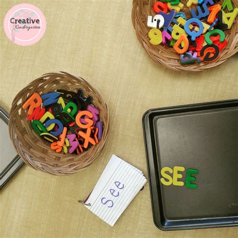 Magnetic Letters Sight Word Literacy Center For Kindergarten Sight