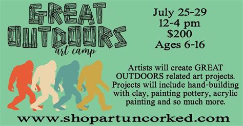 Great Outdoors Childrens Art Camp Art Uncorked Downtown Lewiston