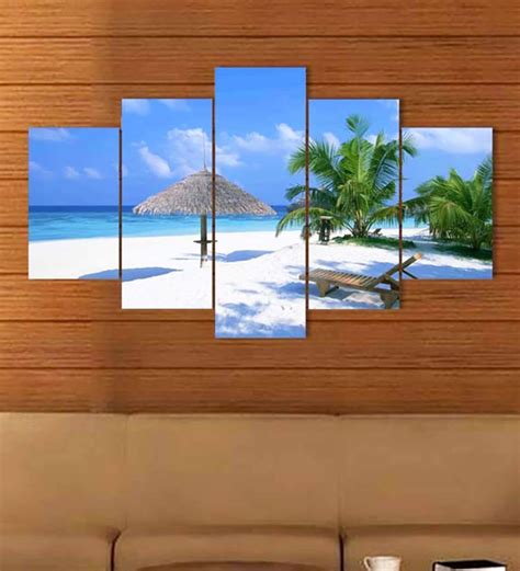 Buy Mdf Sandy Beach Multi Framed Wall Decor By Go Hooked Online