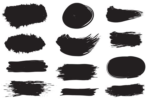 Set Of Vector Brush Strokes Various Shapes Lines Waves Stripes